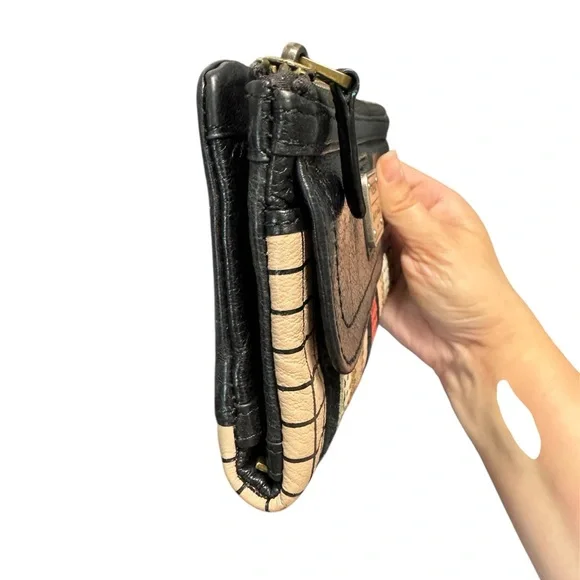 Fossil Wallet Long Live Vintage Black Leather Wallet Clutch - Picture 4 of 11